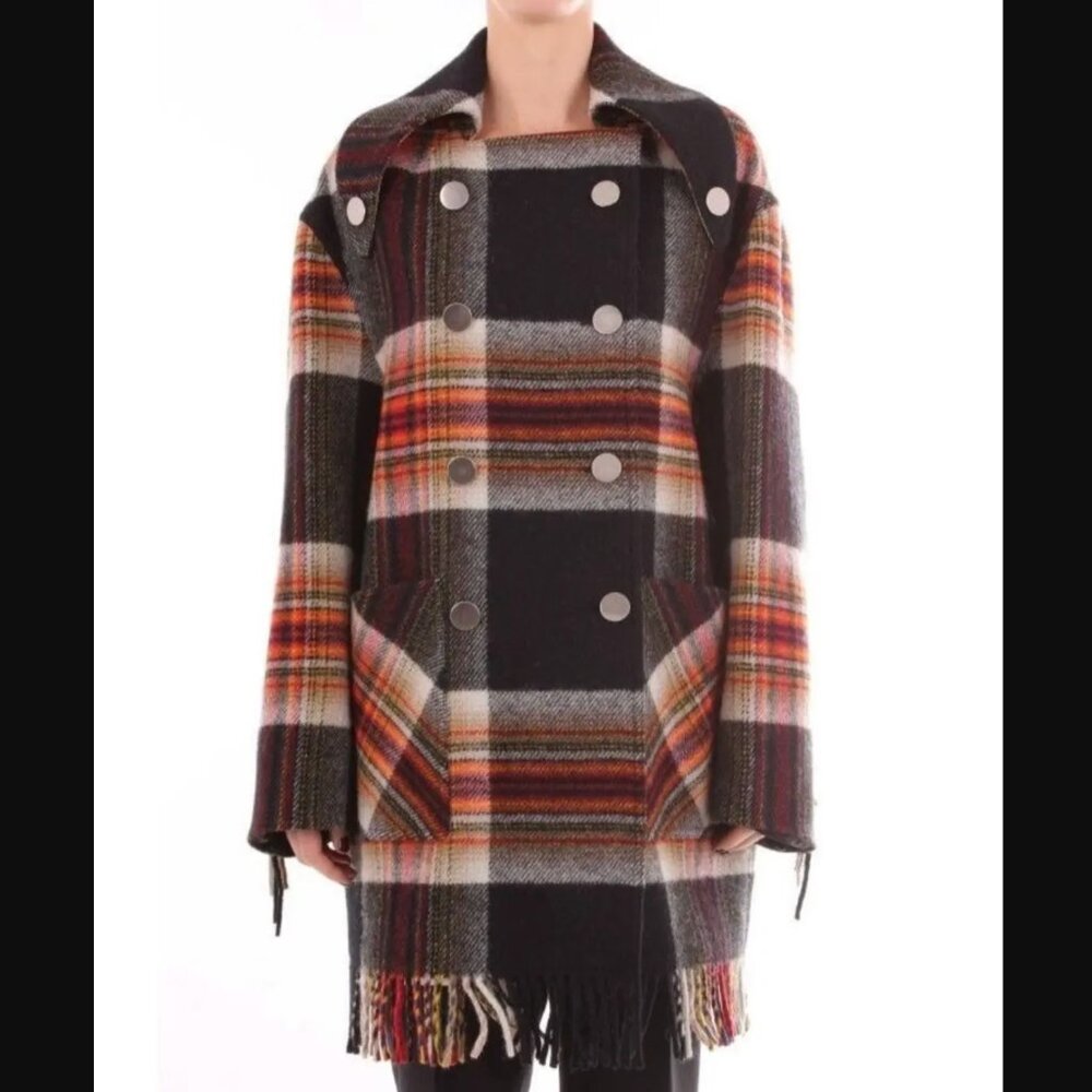 Raf Simons for Calvin Klein 205W39NYC x Pendleton Wool Fringe Coat - Size 2